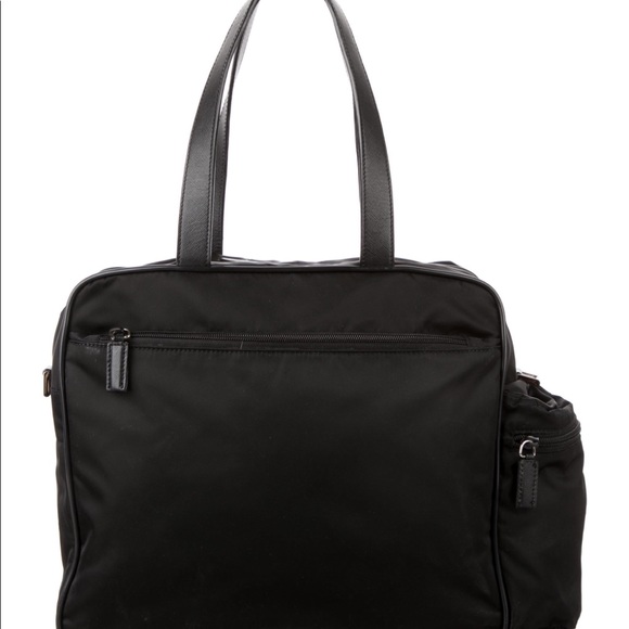 Prada Black Nylon Baby Bag with calf trim. Excellent...